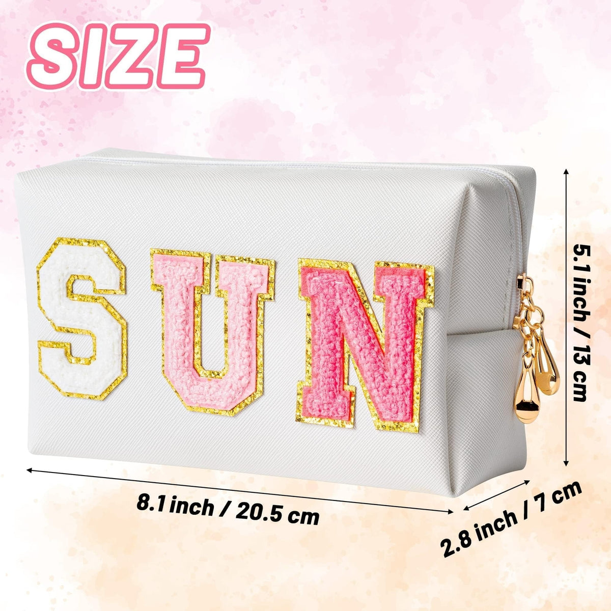 Waterproof Cosmetic Bag for Travel & Makeup Storage - PU Leather, Sun Design