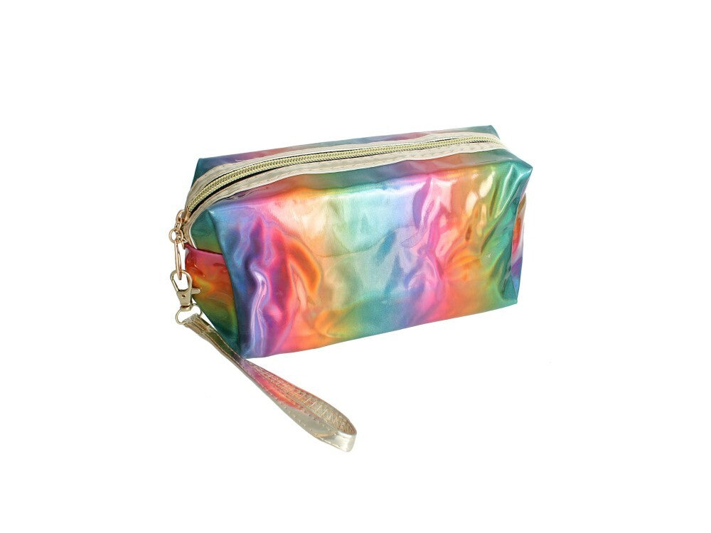 Rainbow Iridescent Cosmetic Pouch with Zipper Closure - 7 Inch