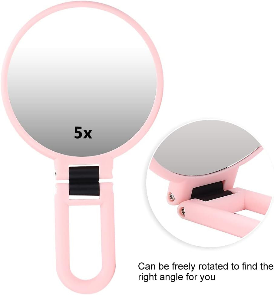 Portable Travel Mirror with 5X Magnification - Folding Cosmetic Mirror for Makeup