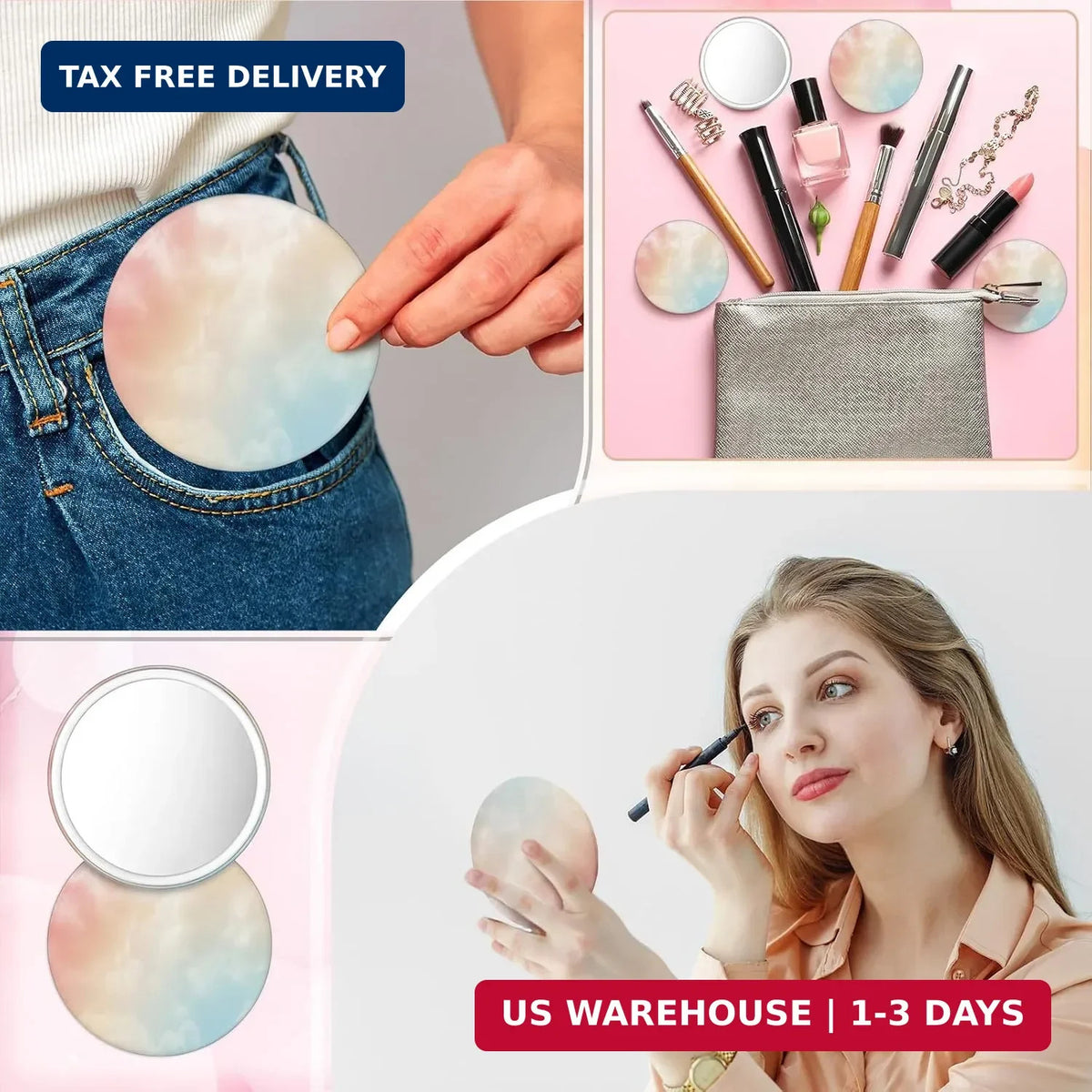 30 Pack Mini Pocket Mirrors - 2.75 Inch Pastel Compact Handheld Mirrors for Travel & Gifts