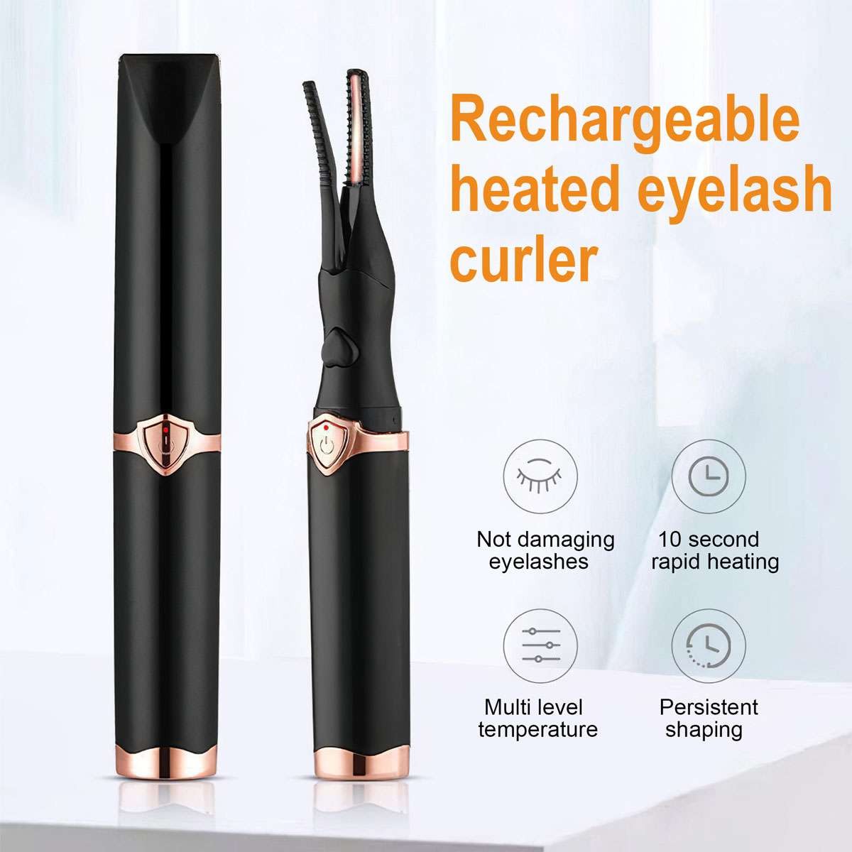 Rechargeable Heated Eyelash Curler with 3 Temperature Settings - Mini Lash Tool