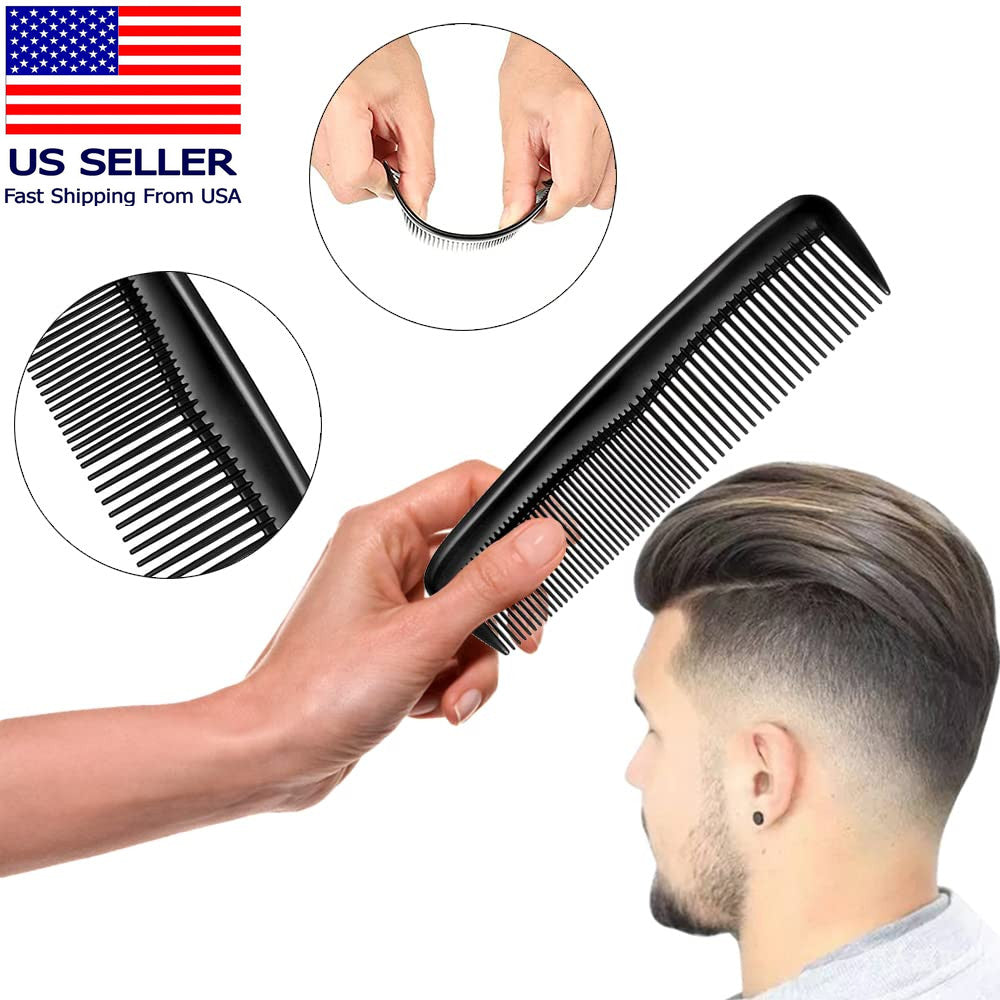 Pocket Plastic Hair Combs Set - Fine & Standard Teeth for Styling & Grooming