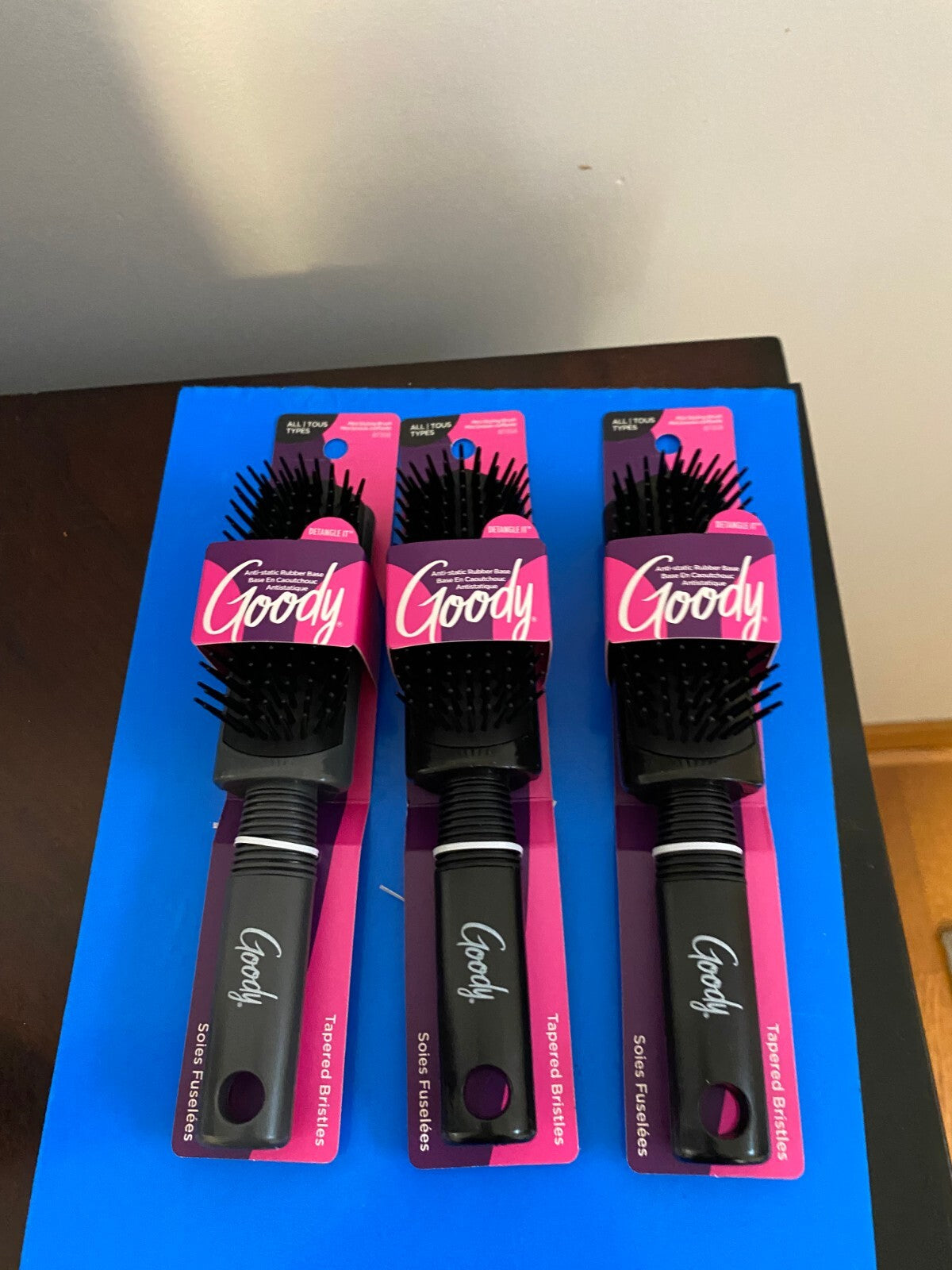 Mini Styling Rubber Base Hair Brush Set - Tapered Bristles for All Hair Types