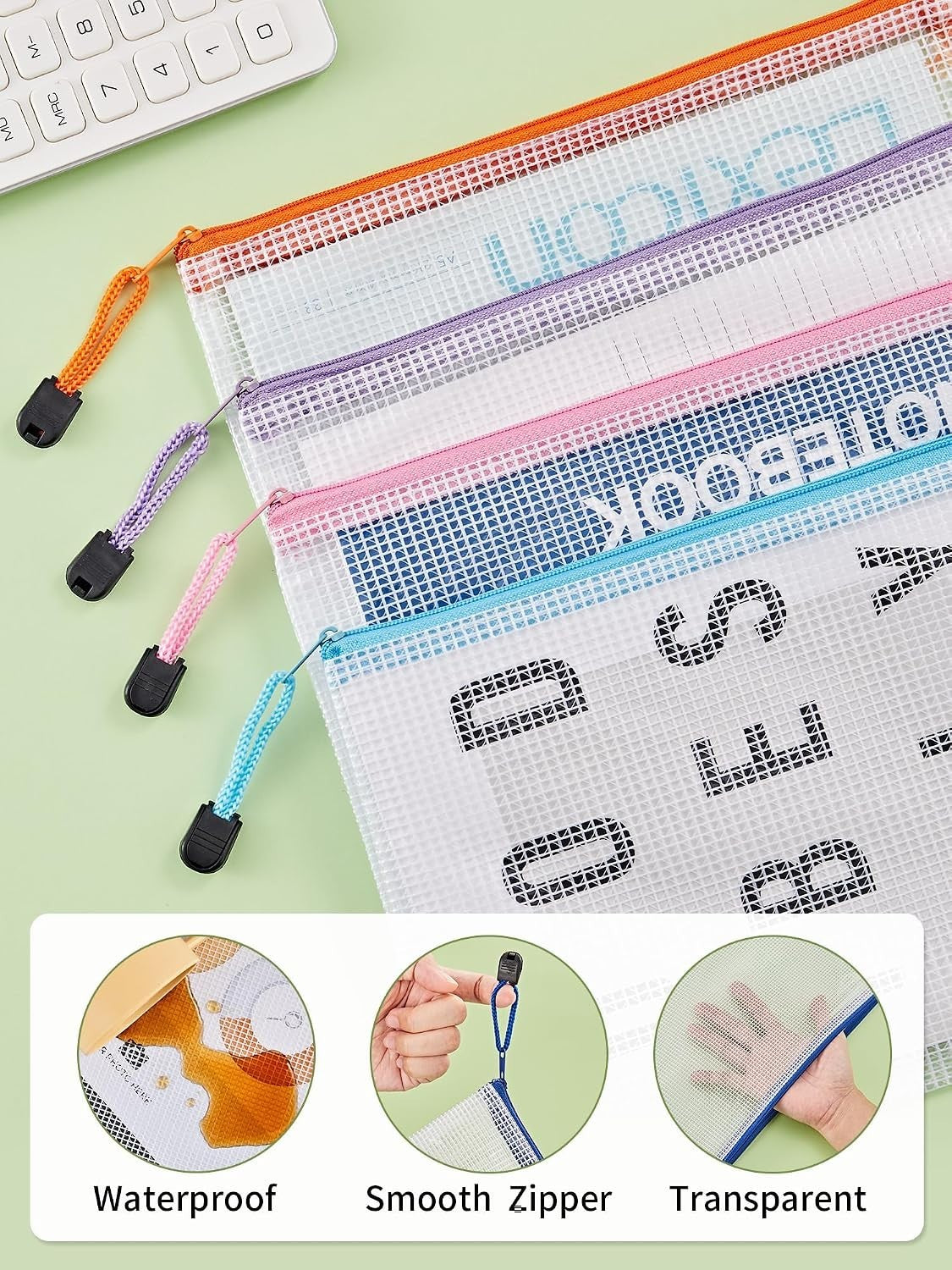 Waterproof Mesh Zipper Pouches 20-Pack for Travel and Organization