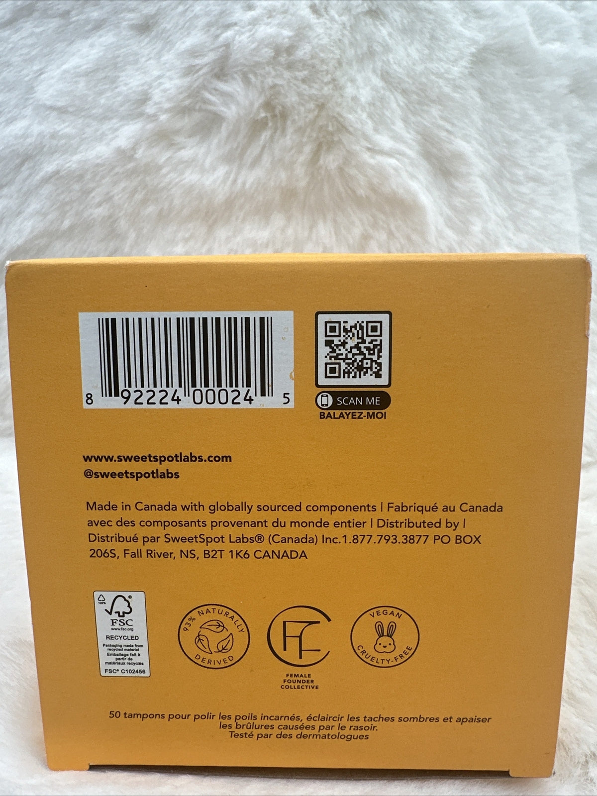 SweetSpot Labs Buff & Brighten AHA/BHA Body Exfoliating 50 Pads - New