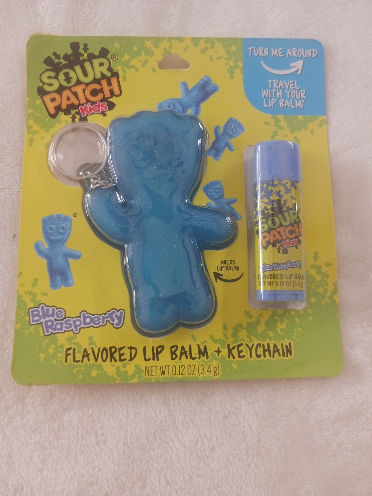 Blue Raspberry Lip Gloss & Balm with Keychain Set - Sour Patch Kids Style