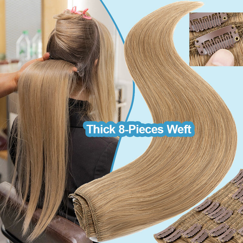 Thick Double Weft Clip-In Human Hair Extensions Full Head 150-170g