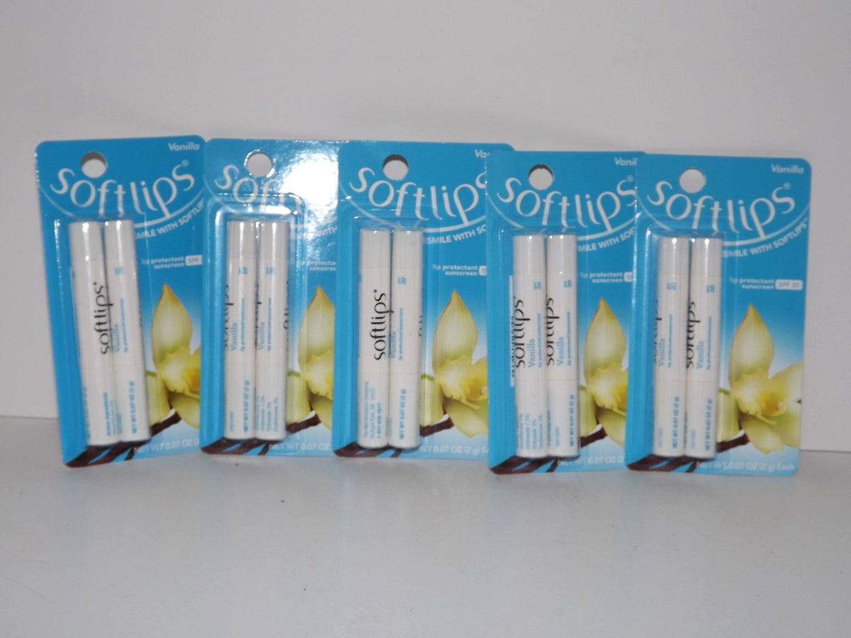 Lip Balm Set with SPF 20 Vanilla Flavored 10 Sticks - Softlips
