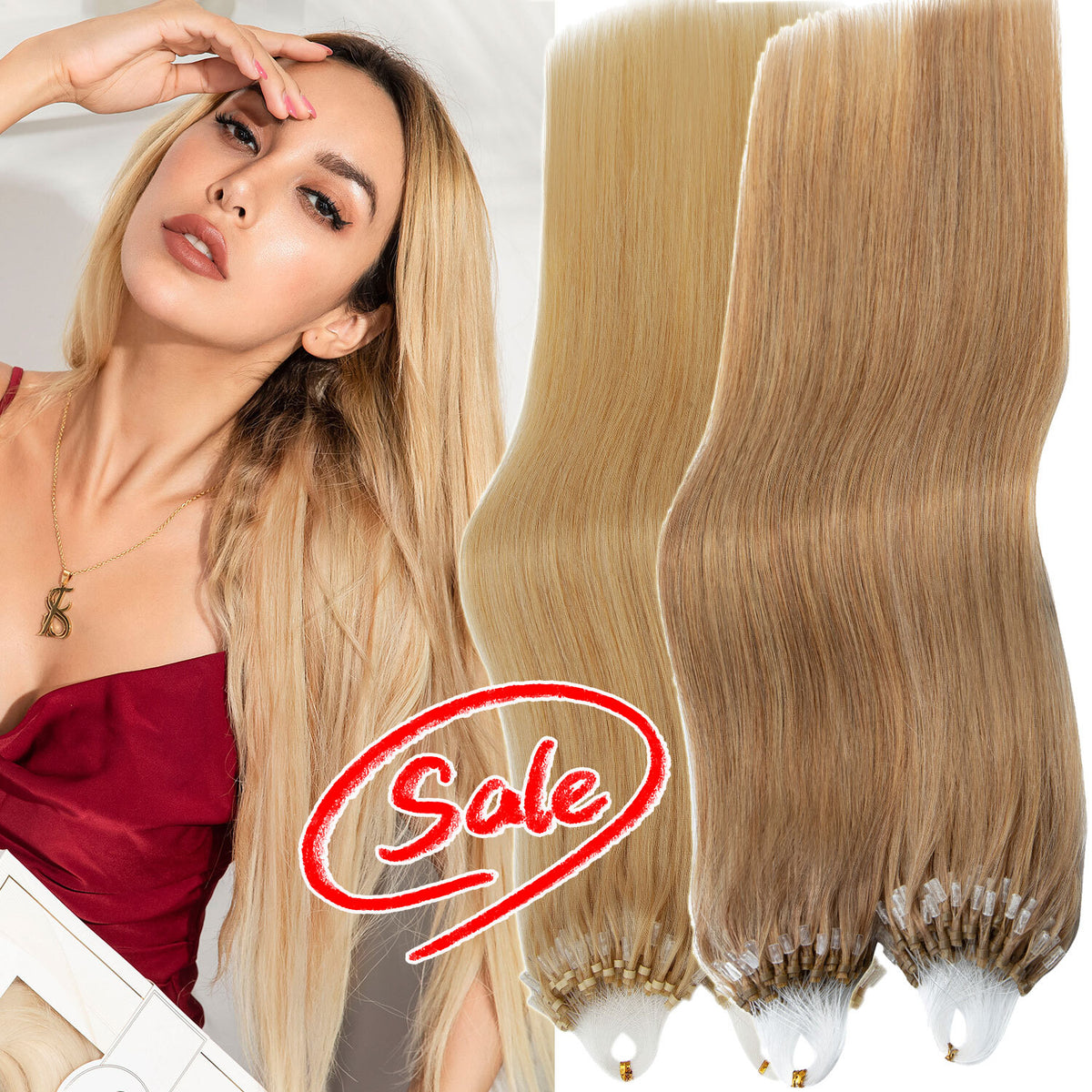 Micro Loop Hair Extensions Beads Link - Russian 100% Remy Human Hair Balayage