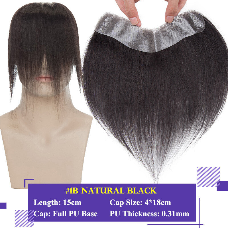 Human Hair Toupee for Men Receding Hairline - Skin PU Base & Natural Look