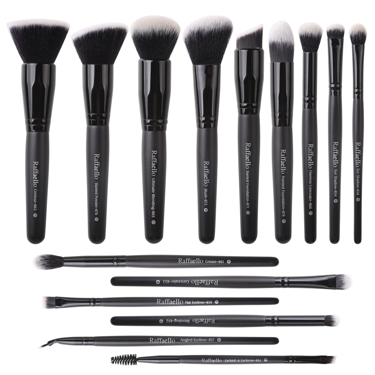 Premium 15-Piece Makeup Brush Set - Synthetic Kabuki & Eye Brushes by Raffaello