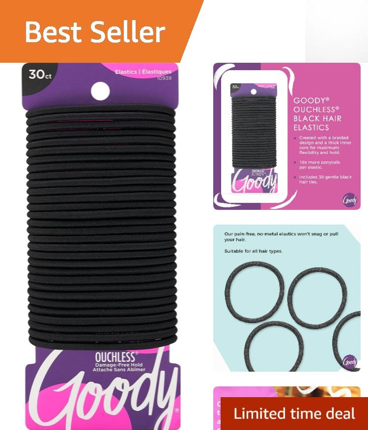 30 Count Ouchless Hair Elastics - No Pull, Damage-Free Hold for All