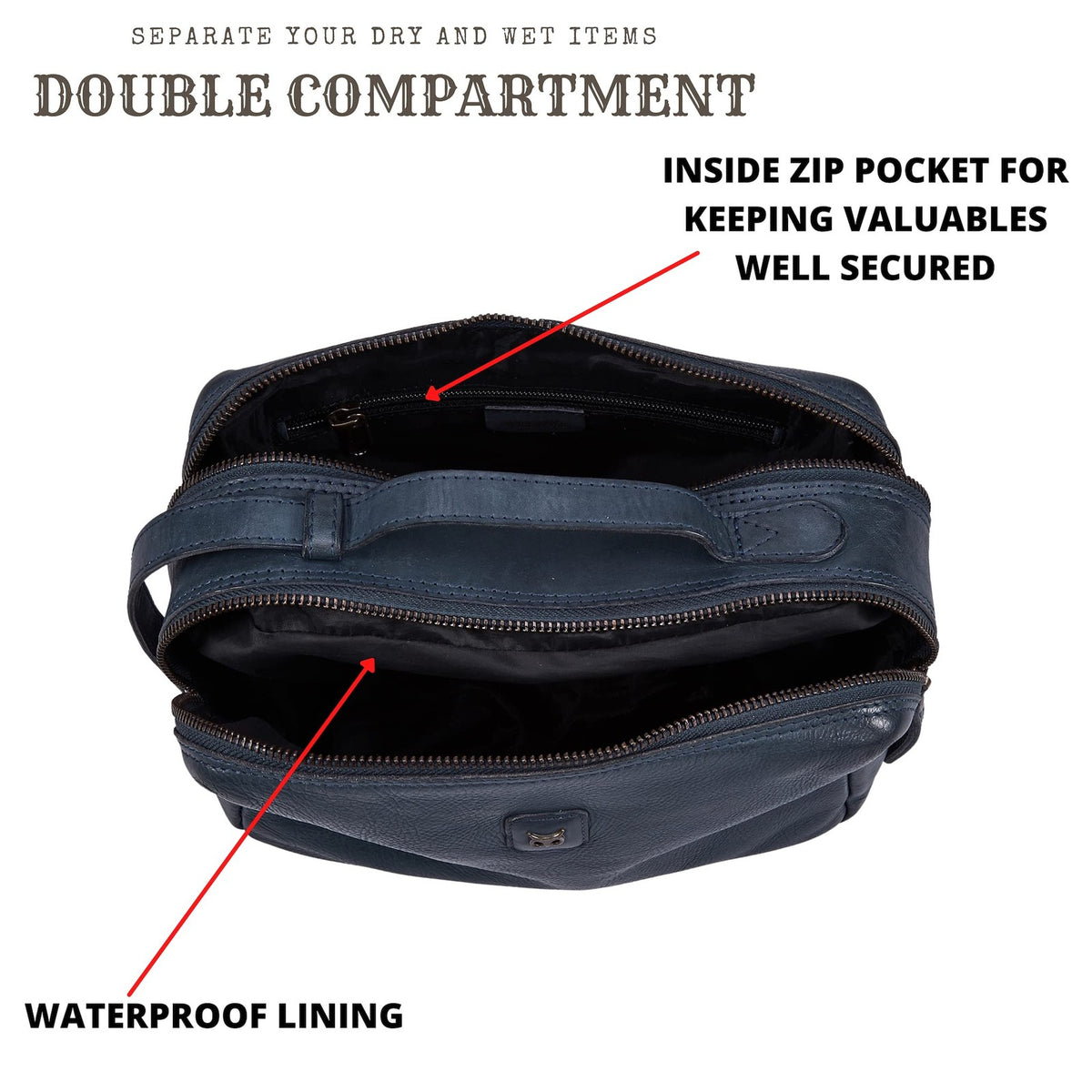 Leather Toiletry Bag Dopp Kit for Men Women Travel Organizer