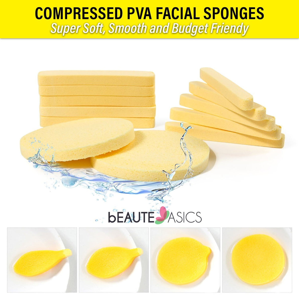 120 Pack Compressed PVA Facial Sponges for Cleansing and Mask Removal