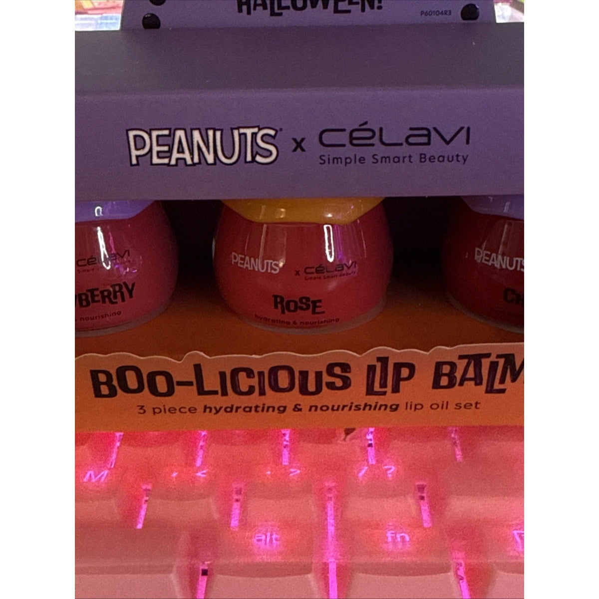 Lip Balm Oil Set with Cherry and Rose Flavors - Snoopy Halloween Boo-Licious 3 Piece