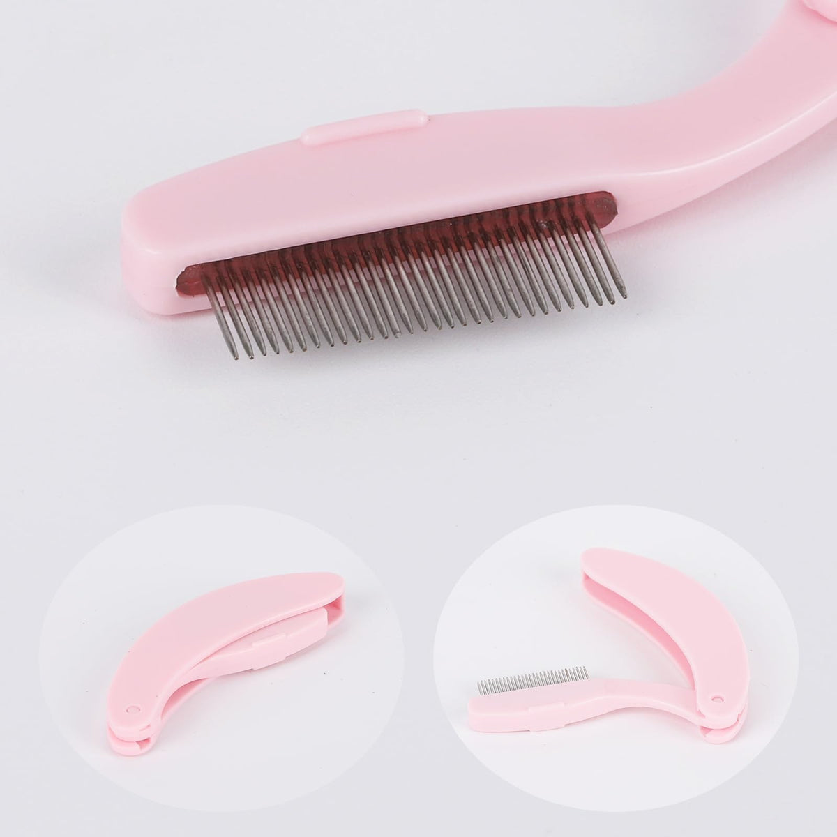 Pink Folding Eyelash Comb Separator Tool for Lash and Brow - 5 Pack
