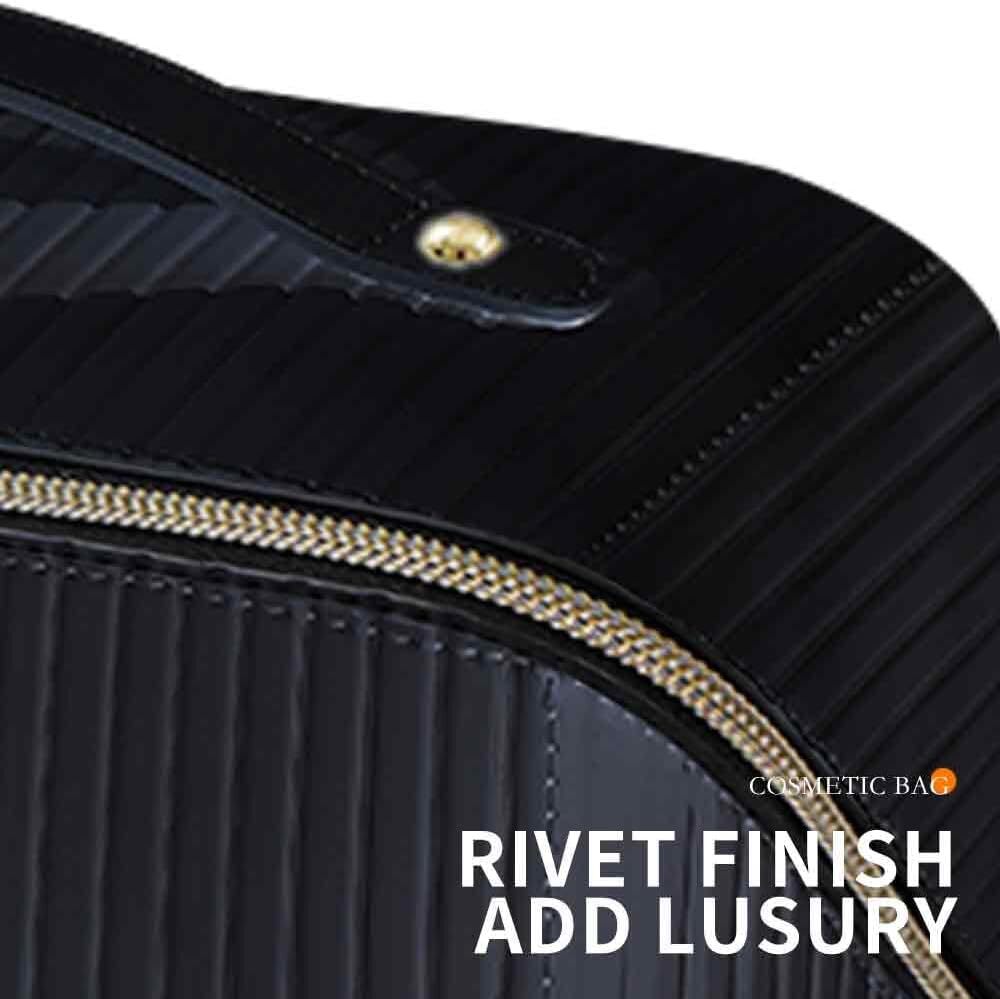 Large Waterproof Travel Makeup Bag with Flat Opening & Organizer