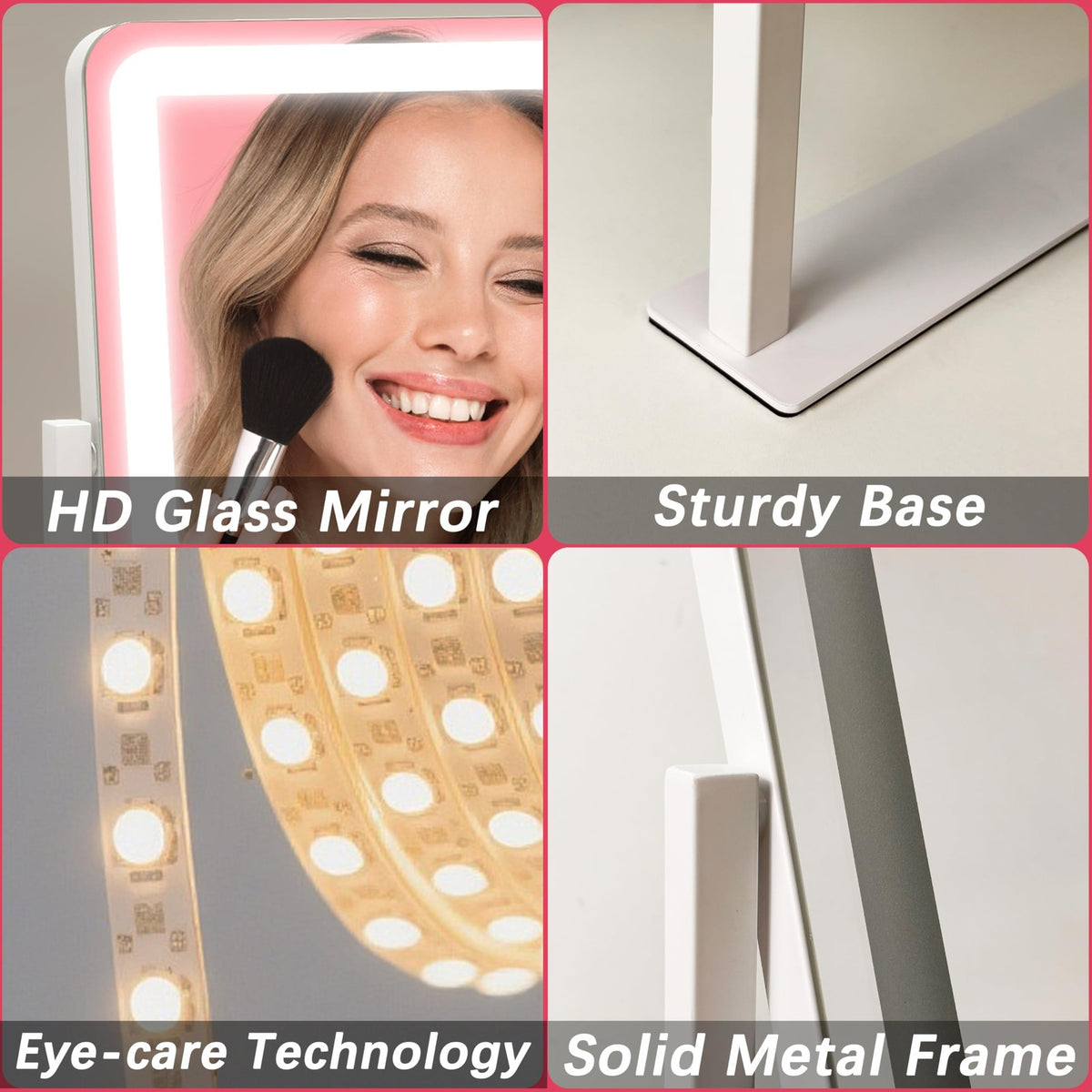 Vanity Mirror with Lights - 12.6x15 Inch LED Makeup Mirror, White