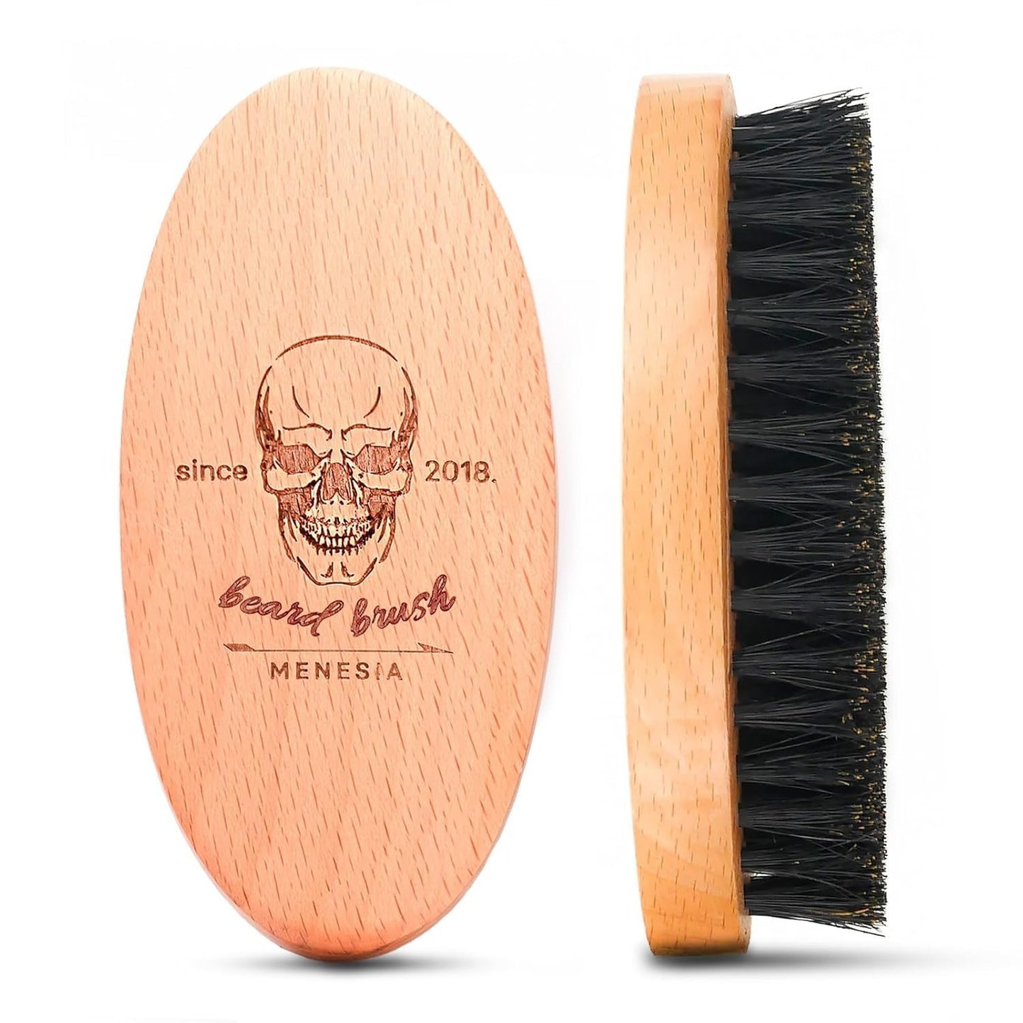 Men's Wooden Beard Brush Travel Size with Boar Bristles for Gentle Grooming