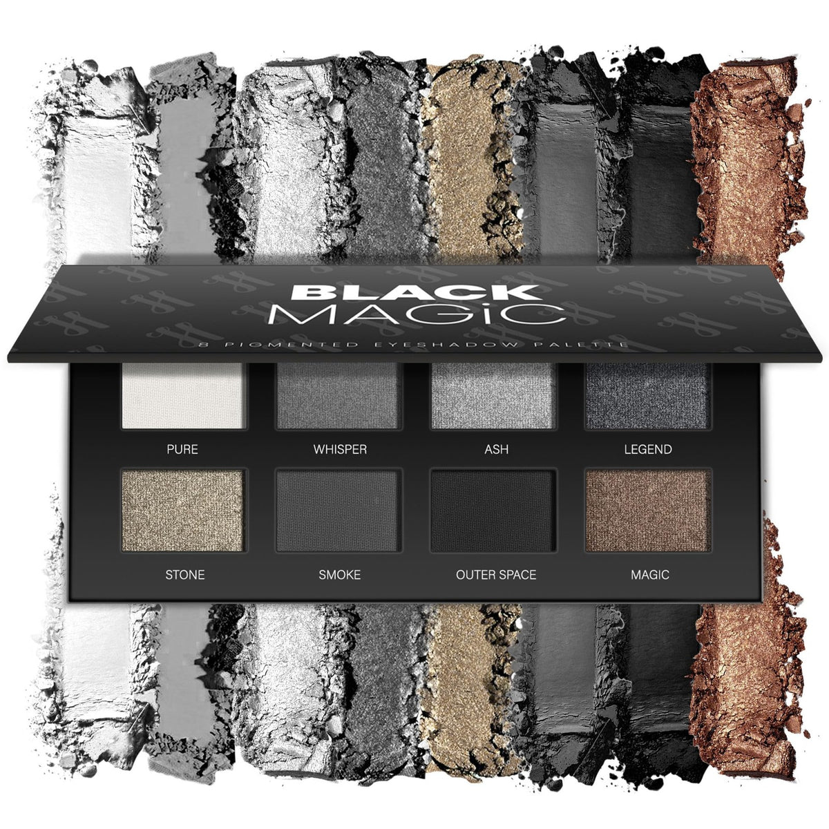 Black Smoky Eye Shadow Palette - 9 Matte and Shimmer Shades for Bold Looks