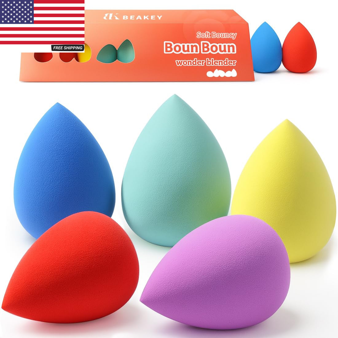 Makeup Sponge Set 5 Pack - Micro Porous, Soft Latex-Free Foundation Blenders