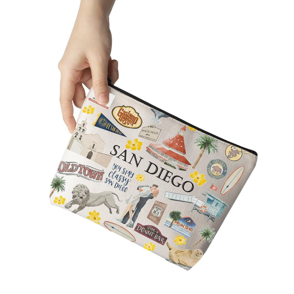 San Diego Travel Makeup Bag Waterproof Cotton Organizer for Women