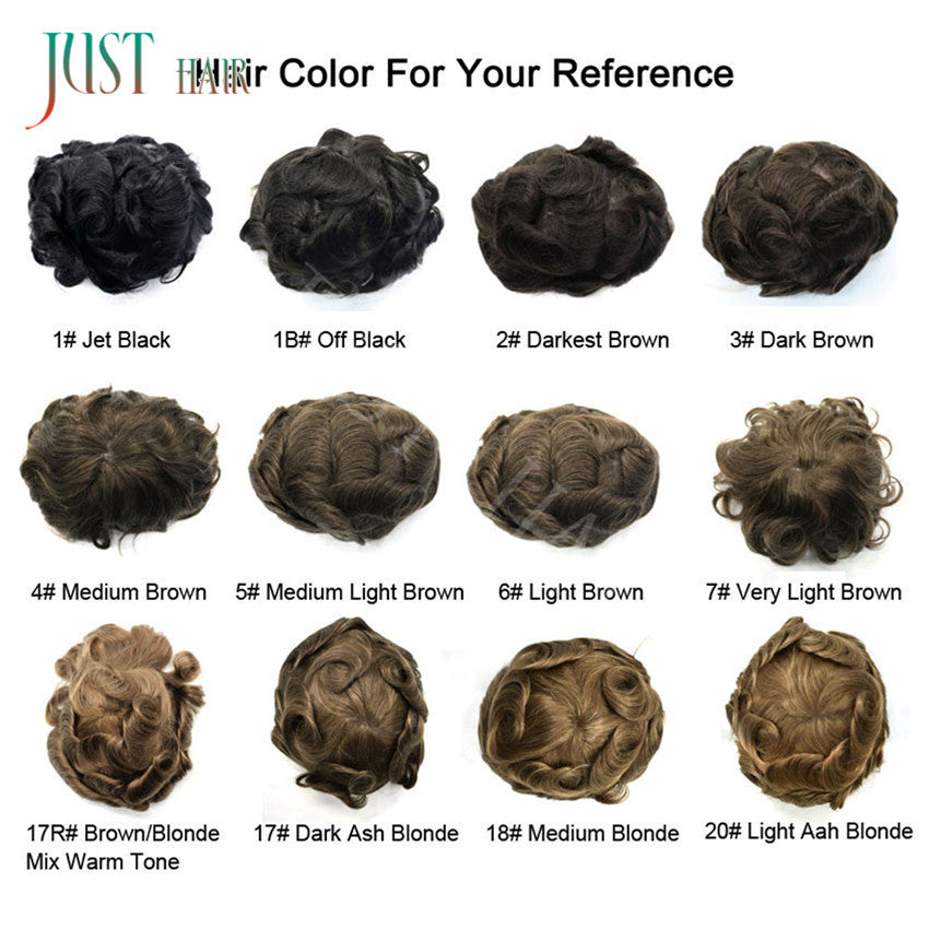 Men's Hair Replacement System Full Poly Skin Toupee - Remy Human Hair Wig