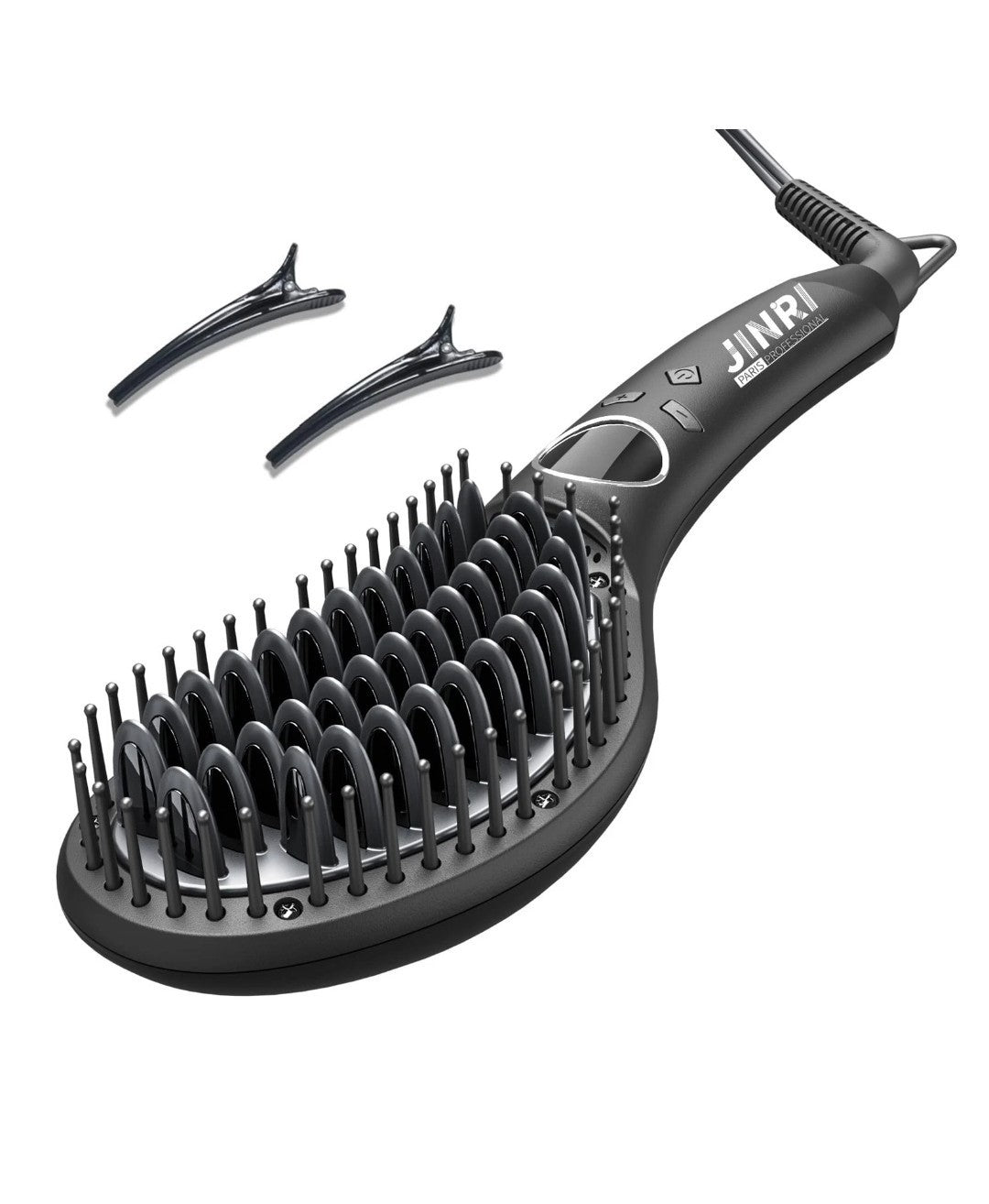 Black Hair Straightening Brush with 8-Stage Temperature Control 120V 66W