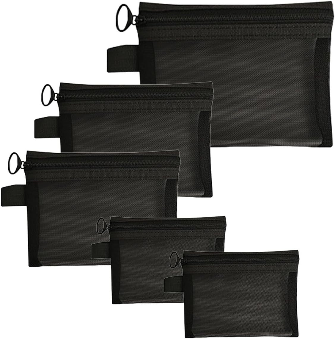 Small Mesh Zipper Pouch Bags Set - Travel Organizer, Cosmetic Storage
