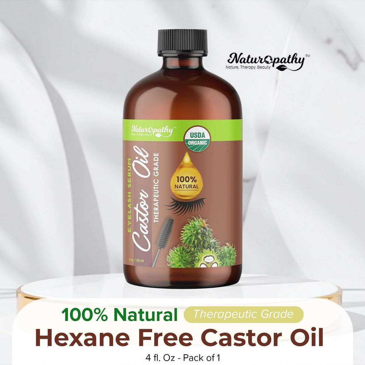 USDA Organic Castor Oil 4oz - Pure Natural Hair & Skin Moisturizer