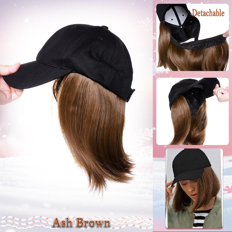 Unisex Wavy Long Hair Beret Cap with Synthetic Hair - Casual Hat Wig
