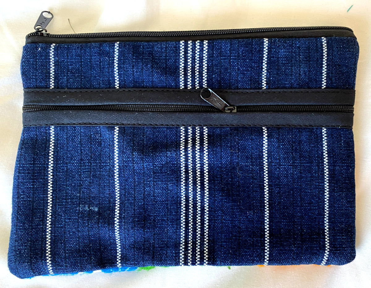 Guatemalan Hand Made Huipil Wallet with Geometric Colors and Zipper Pockets
