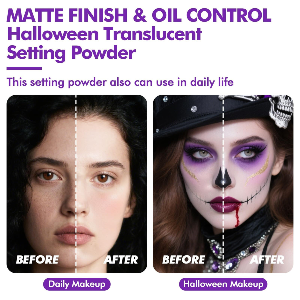 Translucent Loose White Setting Powder - Long-Lasting, Oil-Control Makeup