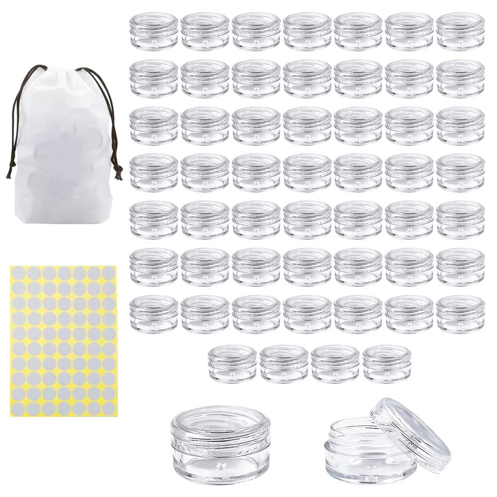 Clear Plastic 5g Cosmetic Jars with Lids - Reusable Makeup Containers