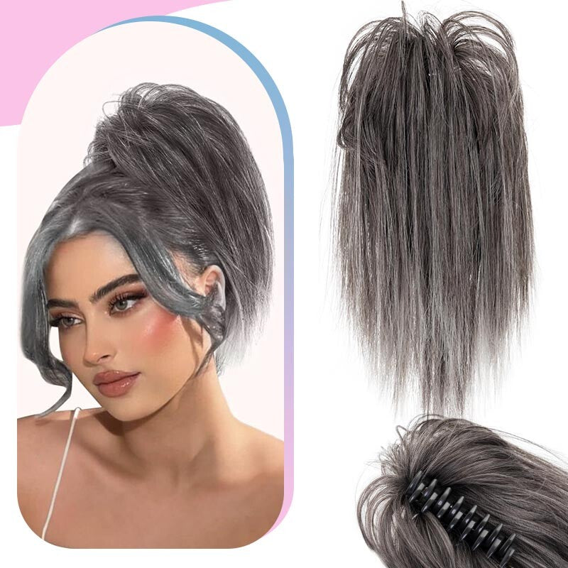 Natural Clip-On Messy Bun Hair Piece Claw Clip Hair Extension for Weddings