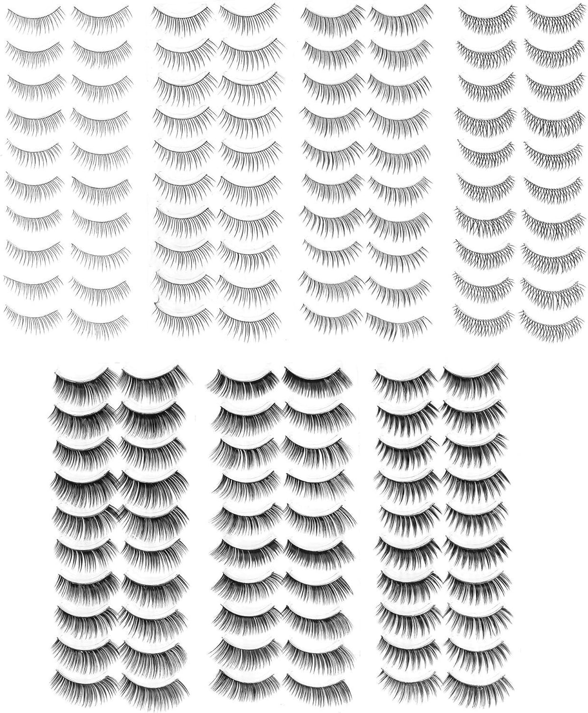 140 Pairs False Eyelash Bundle with 7 Styles for Dramatic & Natural Looks