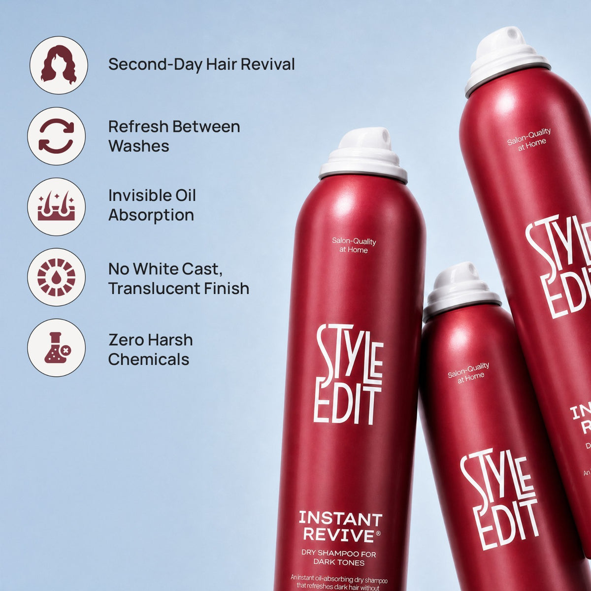 Dark Tones Dry Shampoo - Color Blending, Oil Absorbing, No White Cast