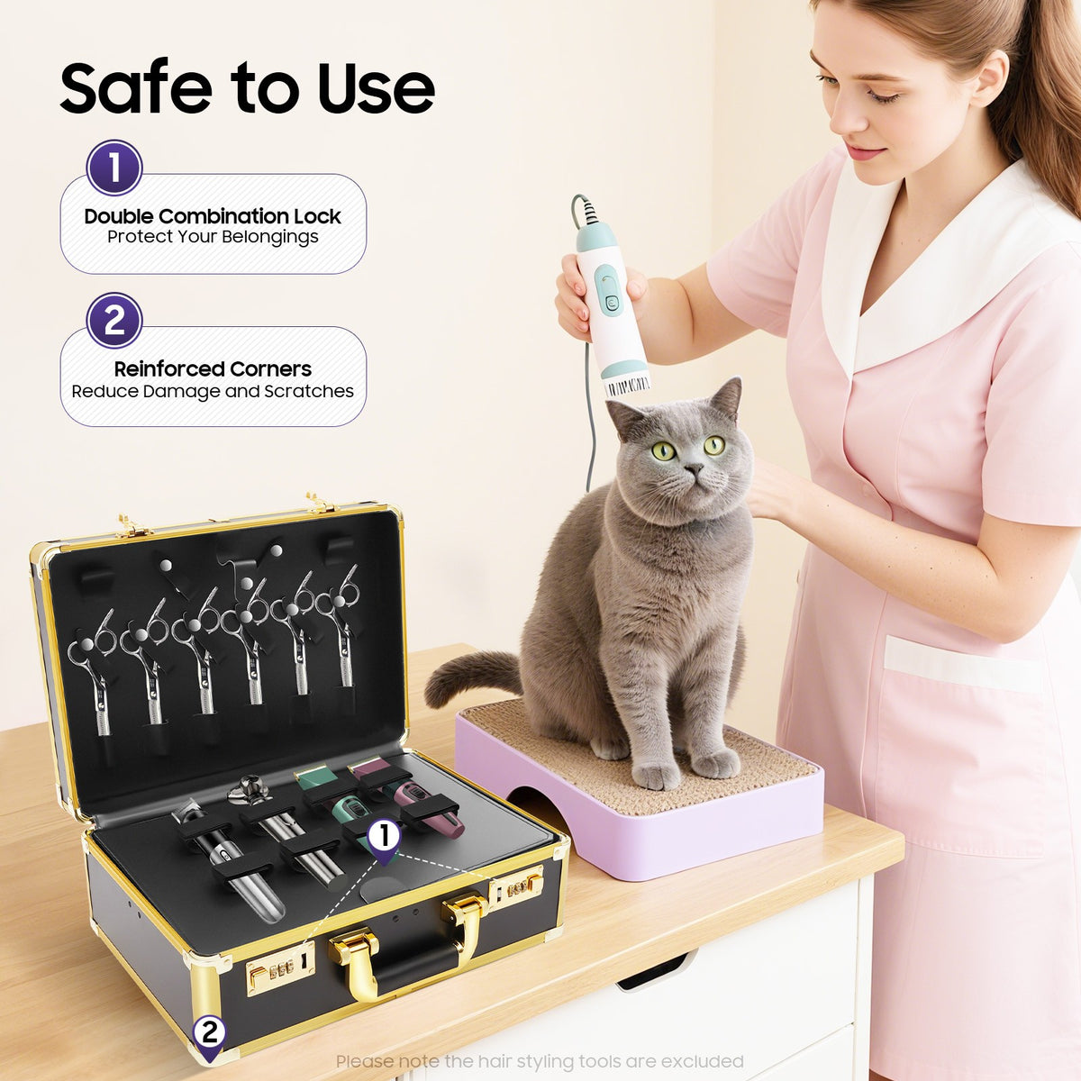 Professional Gold Barber Salon Tool Storage Travel Carry Case