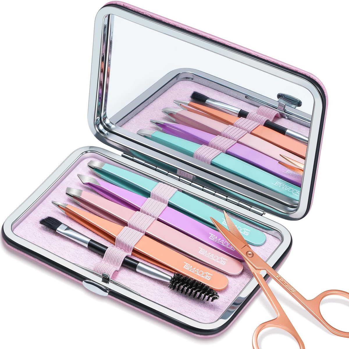 Facial Hair Tweezers Set for Women with Mirror - Precision Stainless Steel