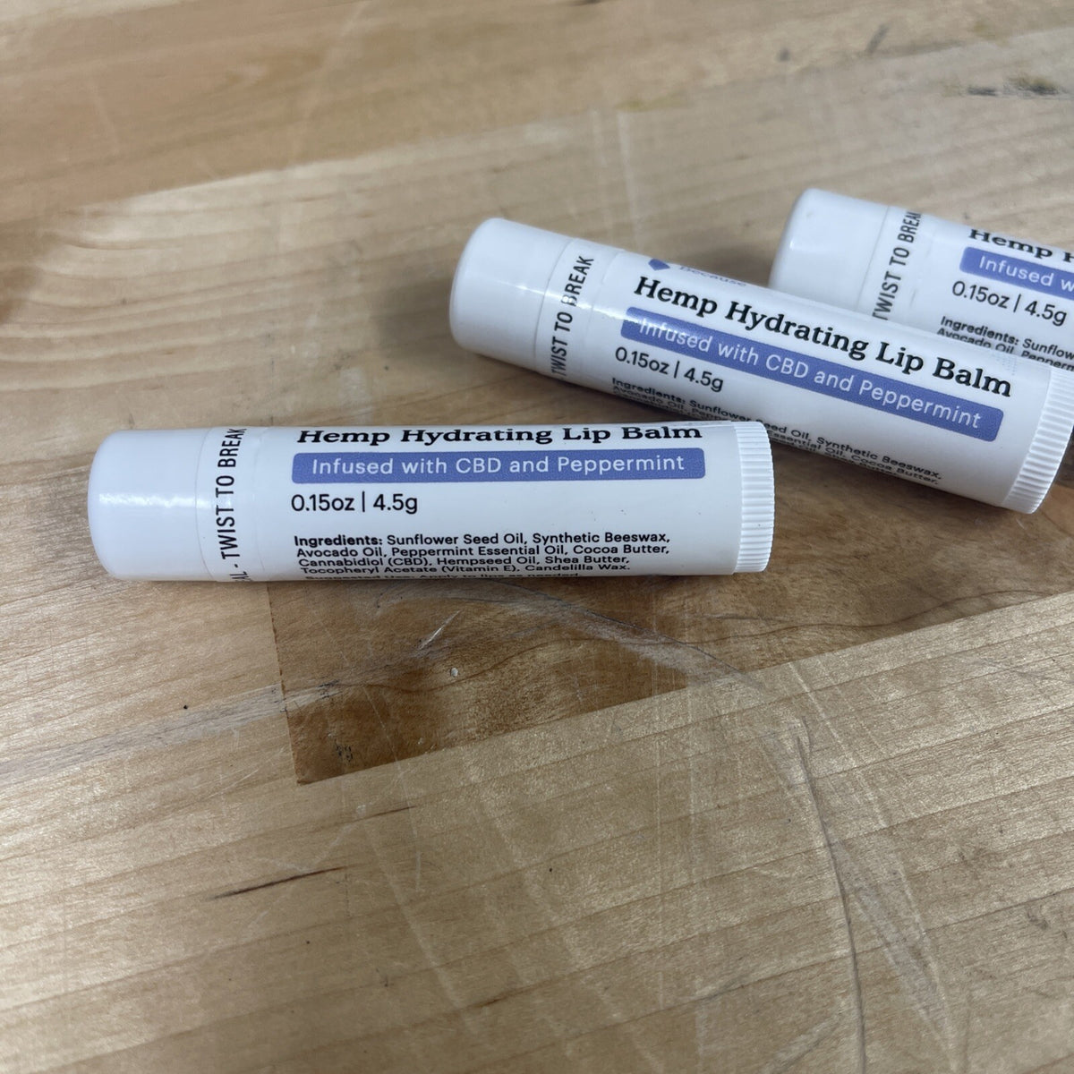Hemp Hydrating Lip Balm Set - 3 Pack, 0.15oz Each, Nourishing & Moisturizing