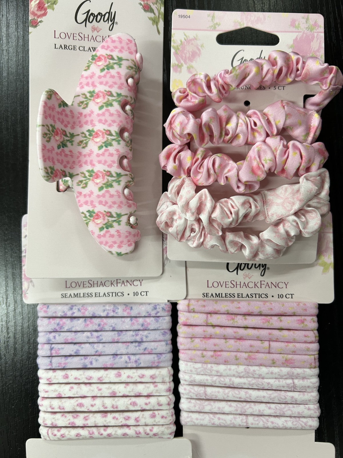 LoveShackFancy Goody Seamless Elastics & Scrunchies Set with Claw