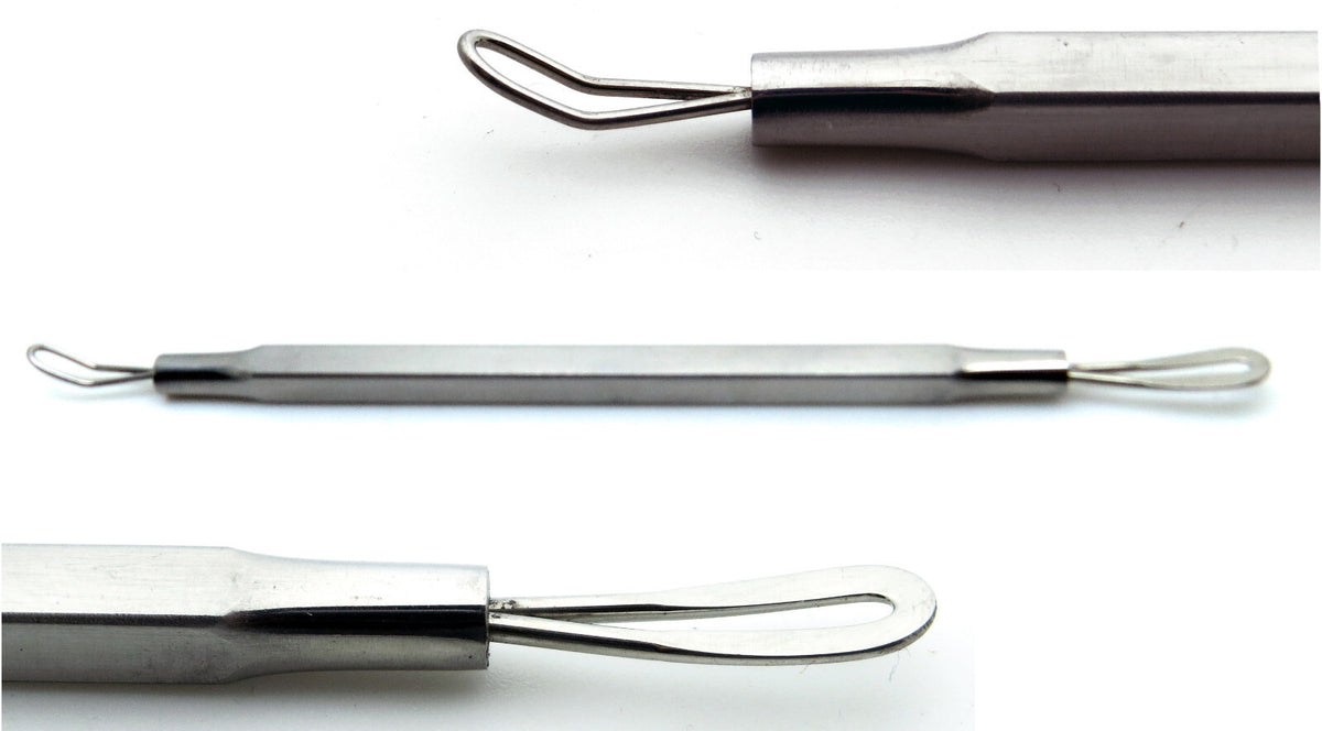 Comedone Extractor Tool Set of 3 - Blackhead & Acne Blemish Remover Kit