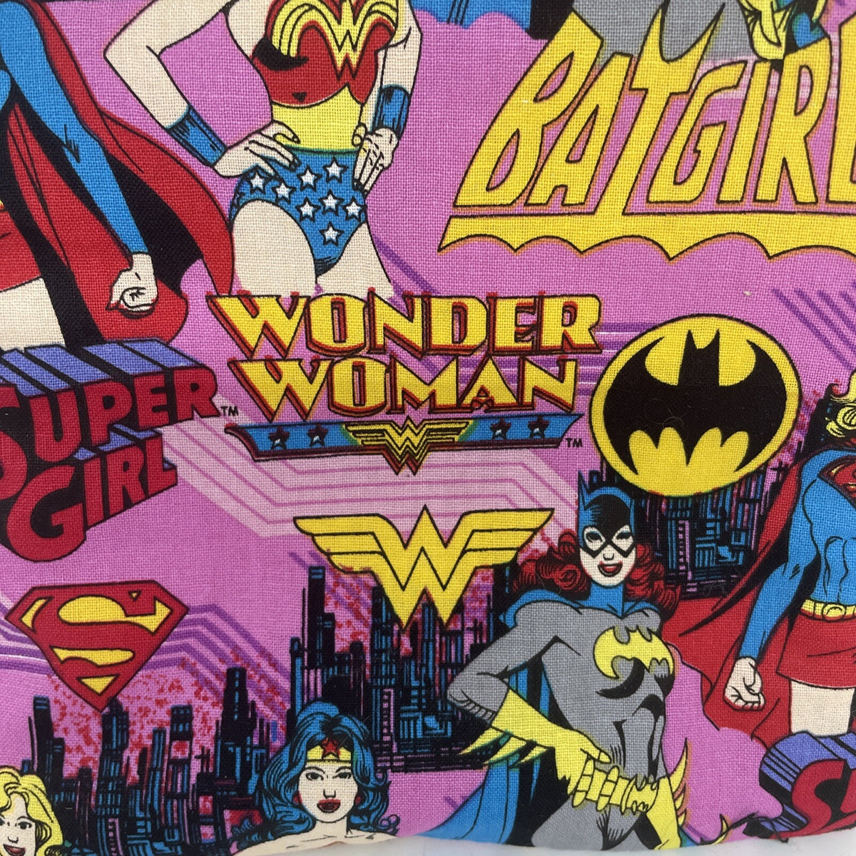 Handmade Batgirl Wonder Woman Makeup Bag - Rare Winnie’s World 6.5x6.5 Inches