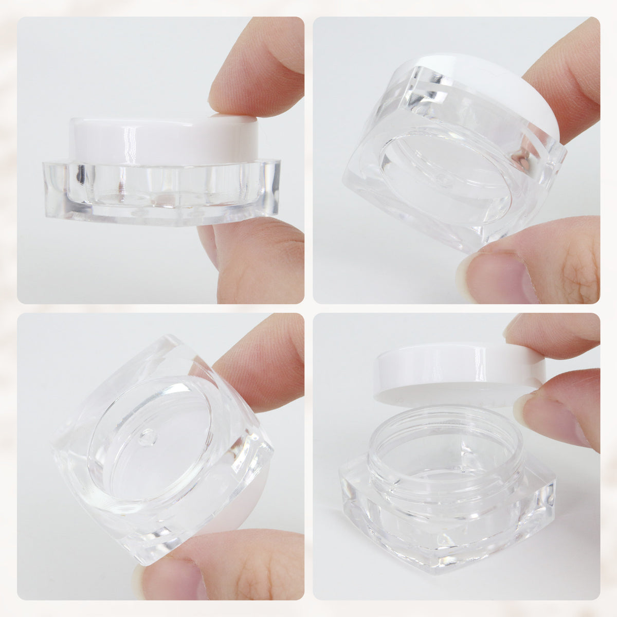 Reusable 5G/5ML Square Clear Jars with Lids for Cosmetics & Lip Balm