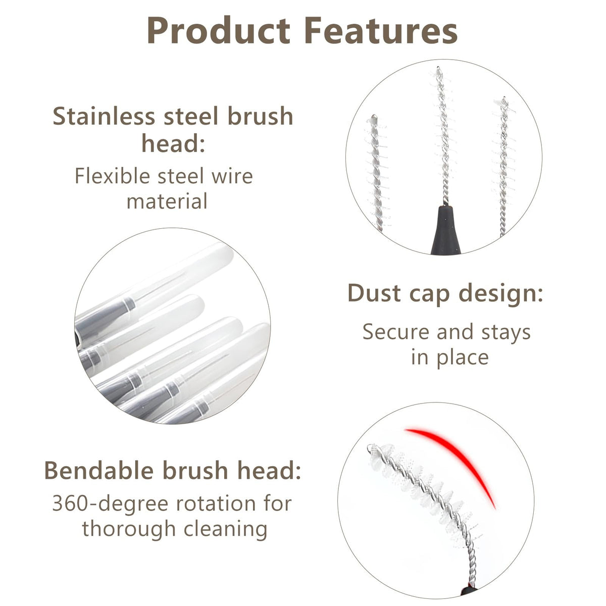 40 Pcs Micro Eyebrow & Lash Spoolie Brush Set Travel Reusable