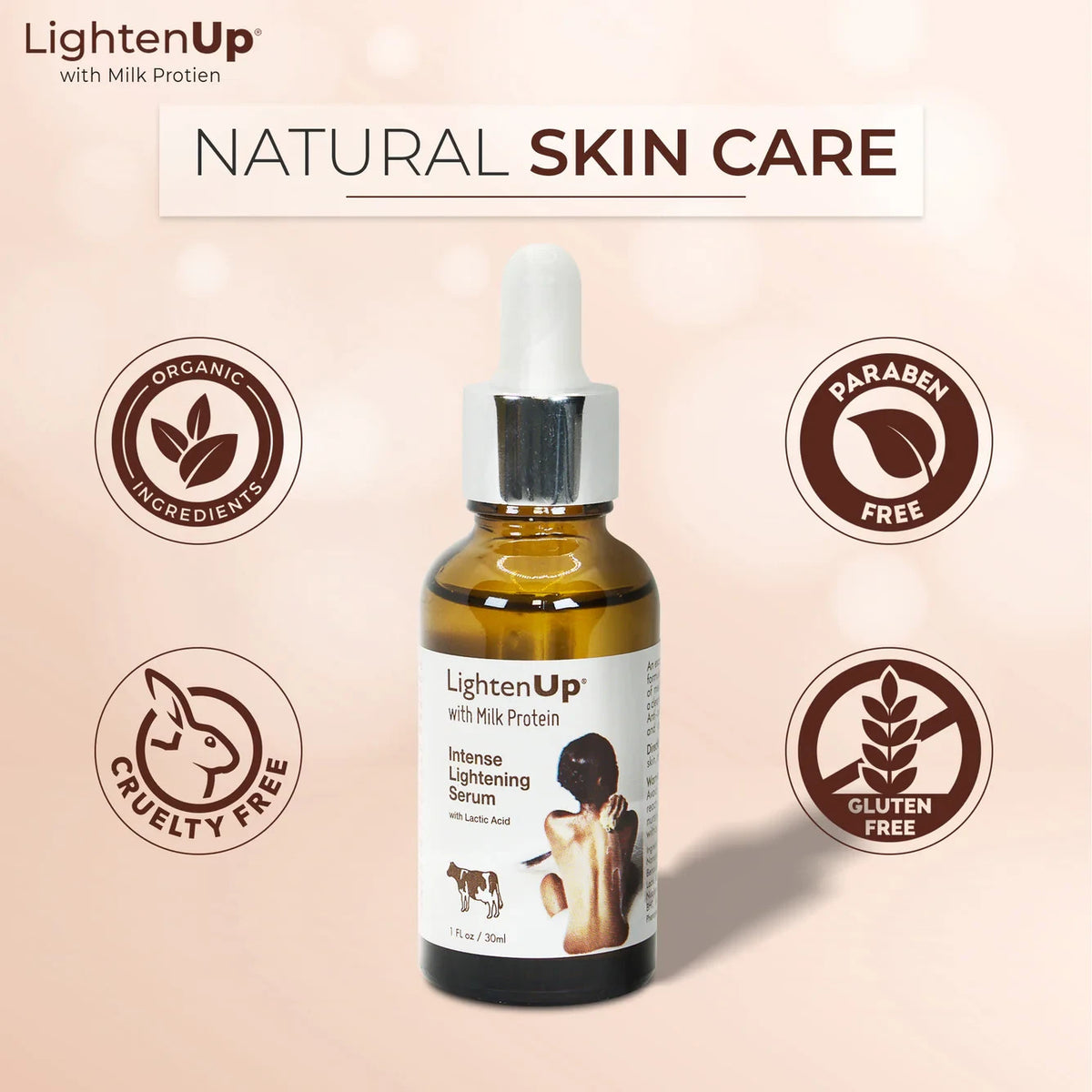 Brightening Serum with Milk Protein and Lactic Acid for Dark Spots & Radiance - 1 oz