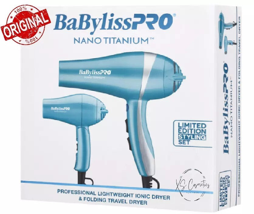 Professional Travel Hair Dryer Set - Nano Titanium Ionic & Folding Lightweight Styling Kit