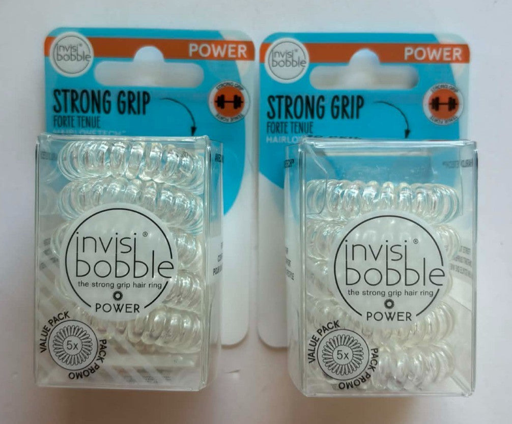 2 Invisi Bobble Strong Grip Clear Hair Ring Value Pack 5 Cnt Ea