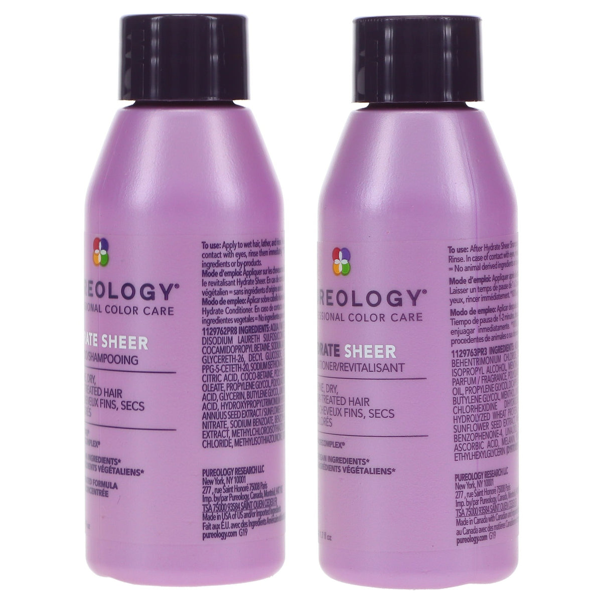 Pureology Hydrate Sheer Shampoo & Conditioner Set 1.7 oz Vegan Hair Care