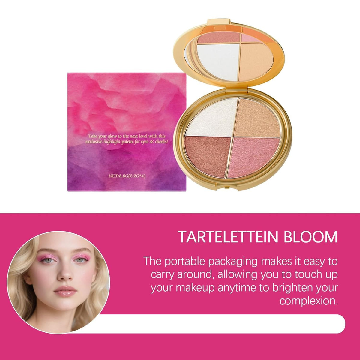 Eyeshadow & Highlighter Palette - All-in-One Makeup for Eyes & Cheeks